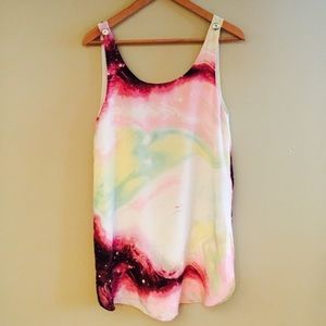 Rare Pencey by Tahari Backless Galaxy Print Dress